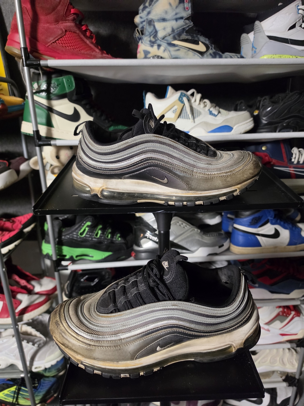 🔥 Well Used! Nike Men’s Size 11 Air Max 97 Sneakers Black, Gray, White